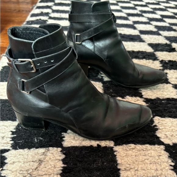 SAINT LAURENT Black calfskin leather Blake 40 jodhpur ankle boots 36.5 - Picture 2 of 8